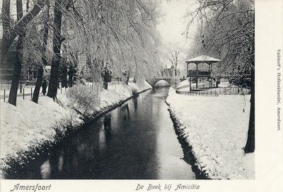 12824 Gezicht op de Westbuitensingel in het Plantsoen-Zuid in de sneeuw te Amersfoort uit het oosten; met links het ...